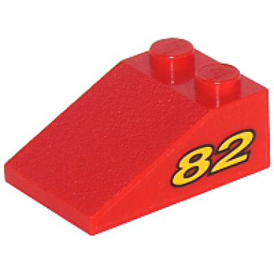 red slope 33 3 x 2 with yellow number 82 pattern on both sides stickers - set 8210