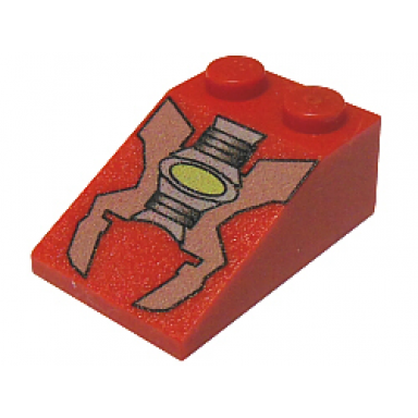 red slope 33 3 x 2 with sand red and light gray machinery parts with neon green oval pattern