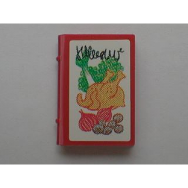 red minifigure utensil book 2 x 3 with turkey and food pattern stickers - sets 3115 3243