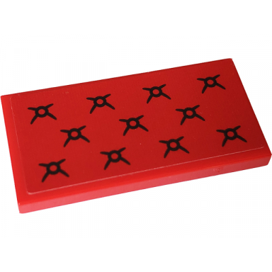 red tile modified 2 x 4 inverted with cushion with black buttons pattern sticker - set 76409