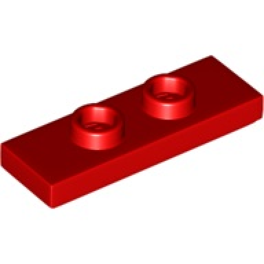red plate modified 1 x 3 with 2 studs double jumper