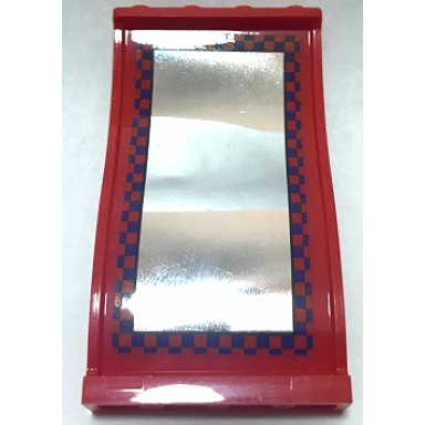 red panel 1 x 4 x 6 wavy with funhouse mirror with dark purple checkered border pattern sticker - set 70922