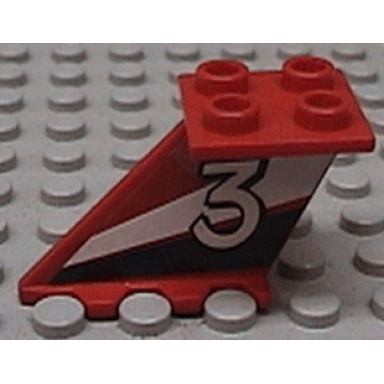 red tail 4 x 2 x 2 with white number 3 pattern on left side sticker - set 6543