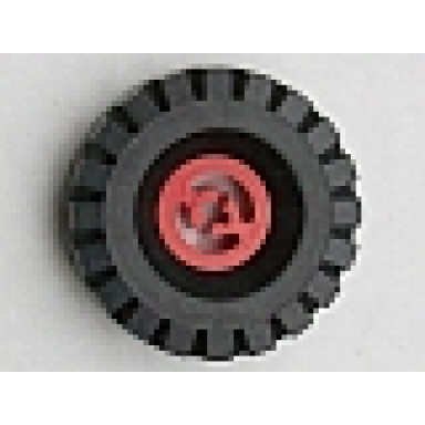 red wheel with split axle hole with black tire 17 x 43 3482 3634