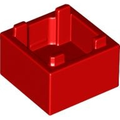 red container box 2 x 2 x 1 - top opening with flat inner bottom