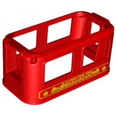 red duplo train passenger cabin 4 x 8 x 3 1 2 with yellow steam train pattern