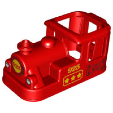 red duplo train steam engine cabin 4 x 8 x 3 1 2 with yellow no 925 pattern