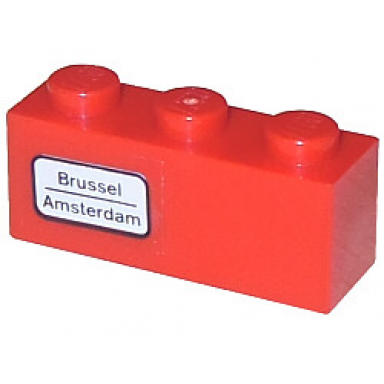 red brick 1 x 3 with brussel - amsterdam pattern on left sticker - set 7745