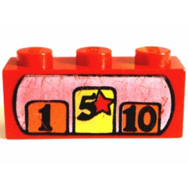 red brick 1 x 3 with cash register pattern