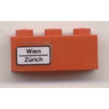red brick 1 x 3 with wien - zã¼rich pattern on left side sticker - set 7745