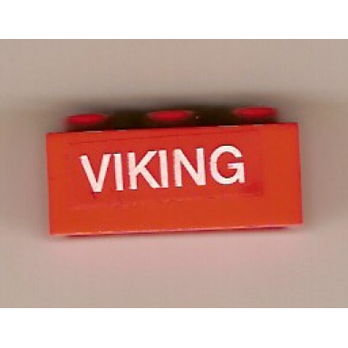 red brick 1 x 3 with white viking pattern sticker - set 6541