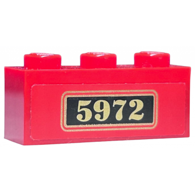 red brick 1 x 3 with gold 5972 on black background pattern sticker - set 4841
