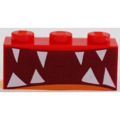 red brick 1 x 3 with teeth pattern super angry kitty