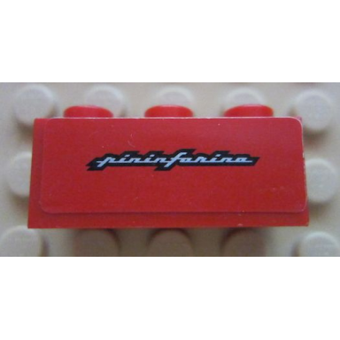 red brick 1 x 3 with white pininfarina pattern sticker - set 8652