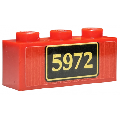 red brick 1 x 3 with gold 5972 and border on black background pattern sticker - set 76423