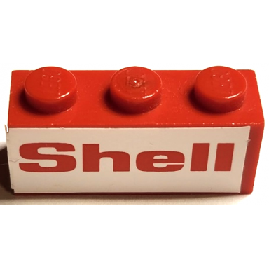 red brick 1 x 3 with shell on white background pattern sticker - set 1468