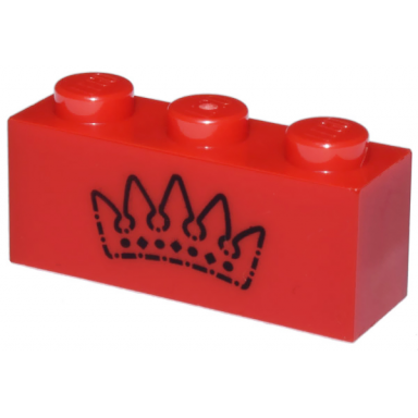red brick 1 x 3 with black crown pattern
