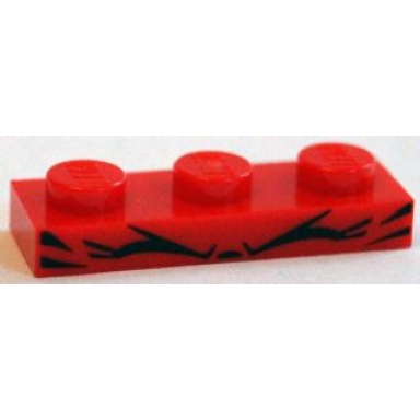 red plate 1 x 3 with 2 black eyelashes closed eyes and squinting lines - super angry kitty eyes pattern