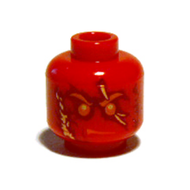 red minifigure head male with fire energy pattern nrg kai
