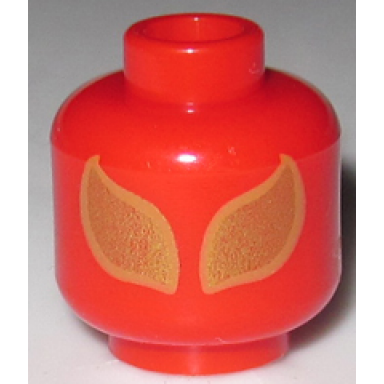 red minifigure head alien with large gold eyes pattern iron spider