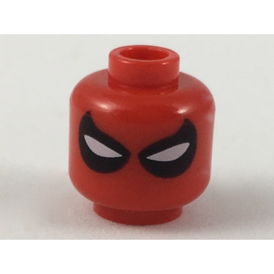 red minifigure head mask with white eye slits in large black teardrops pattern