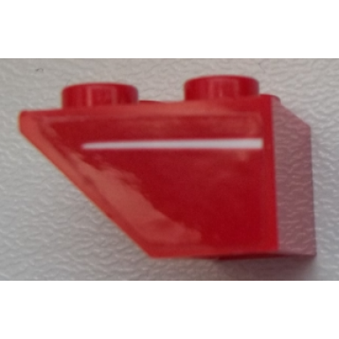 red slope inverted 45 2 x 2 with flat bottom pin with white stripe pattern model right side sticker - set 75876