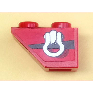 red slope inverted 45 2 x 1 with silver clevis shackle loop black stripe pattern model left side sticker - set 8863