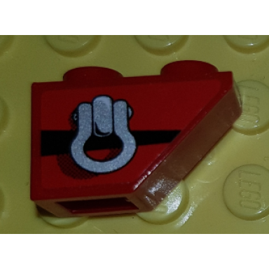 red slope inverted 45 2 x 1 with silver clevis shackle loop black stripe pattern model right side sticker - set 8863