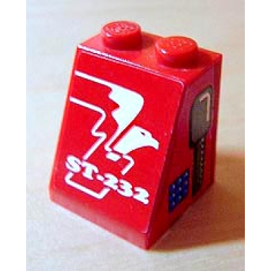 red slope 65 2 x 2 x 2 without bottom tube with st-232 and eagle pattern facing right radio pattern on 1 side stickers - set 8232
