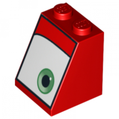 red slope 65 2 x 2 x 2 with bottom tube with green eye on wide white background pattern model right side
