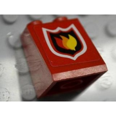 red slope 65 2 x 2 x 2 with bottom tube with fire logo badge on red background pattern sticker - set 7906