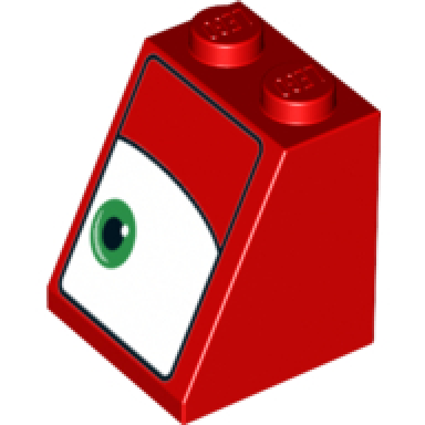 red slope 65 2 x 2 x 2 with bottom tube with green eye on narrow white background pattern model left side