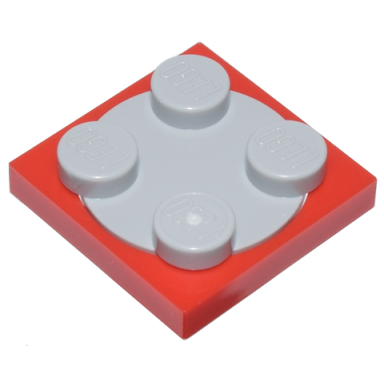 red turntable 2 x 2 plate with light bluish gray top 3680 3679
