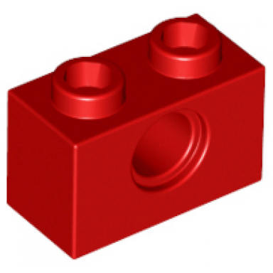 red technic brick 1 x 2 with hole