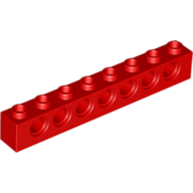 red technic brick 1 x 8 with holes
