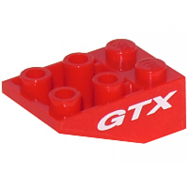 red slope inverted 33 3 x 2 with flat bottom pin without connections between studs with white gtx pattern on both sides stickers - set 8210