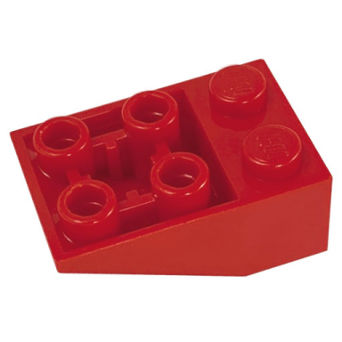 red slope inverted 33 3 x 2 with flat bottom pin and connections between studs