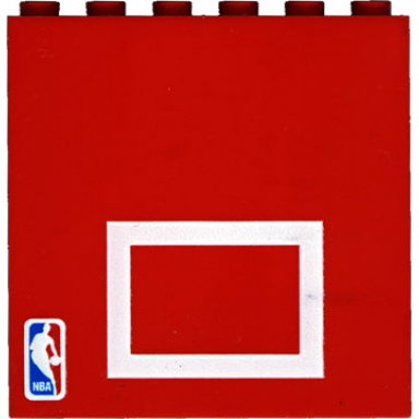 red brick 1 x 6 x 5 with basketball backboard white rectangle and nba logo pattern
