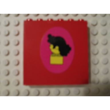 red brick 1 x 6 x 5 with homemaker figure maxifigure head coiffure facing left pattern sticker - set 230-1