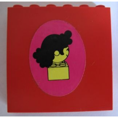 red brick 1 x 6 x 5 with homemaker figure maxifigure head coiffure facing right pattern sticker - set 230-1