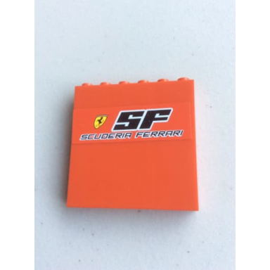 red brick 1 x 6 x 5 with ferrari logo sf and scuderia ferrari pattern sticker - set 8144-2