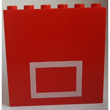 red brick 1 x 6 x 5 with white rectangle basketball backboard pattern