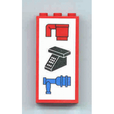 red brick 1 x 3 x 5 with cup phone and water tap pattern