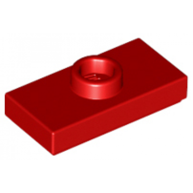 red plate modified 1 x 2 with 1 stud with groove jumper