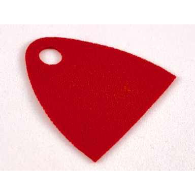 red minifigure cape cloth short 30mm with straight bottom and single top hole juniors - spongy stretchable fabric