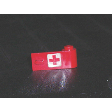 red door 1 x 3 x 1 right with red cross pattern on white background sticker - sets 623-1 6364