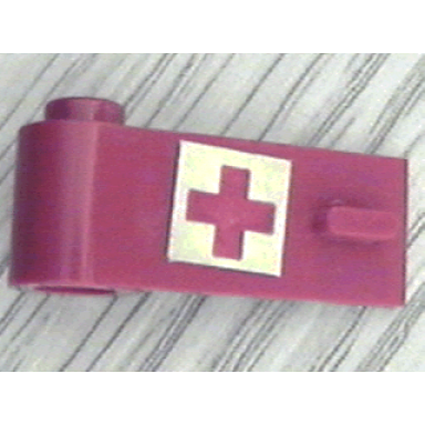 red door 1 x 3 x 1 left with red cross pattern on white background sticker - sets 623-1 6364