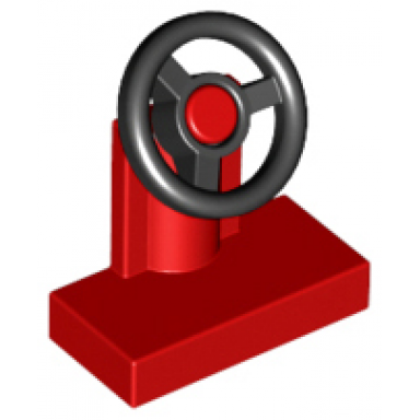 red vehicle steering stand 1 x 2 with black steering wheel