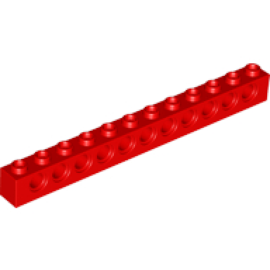red technic brick 1 x 12 with holes