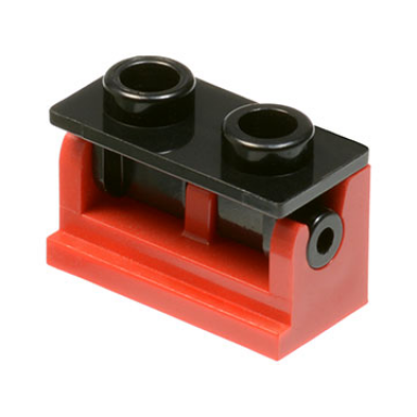 red hinge brick 1 x 2 with black top plate 3937 3938